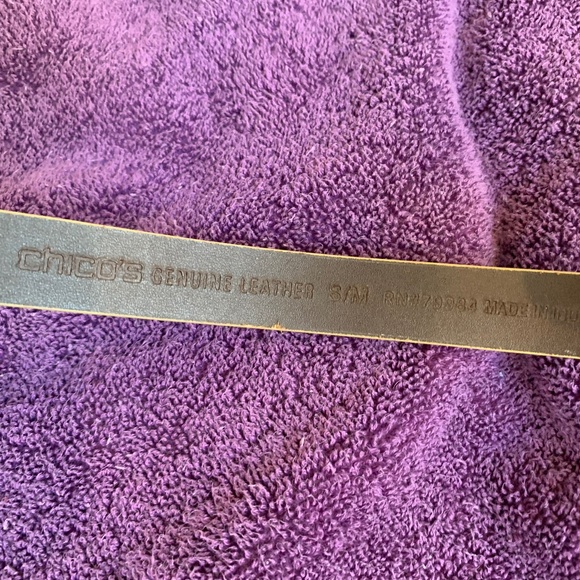 Chico’s Tan Snakeprint Embellished Leather Belt sz S/M